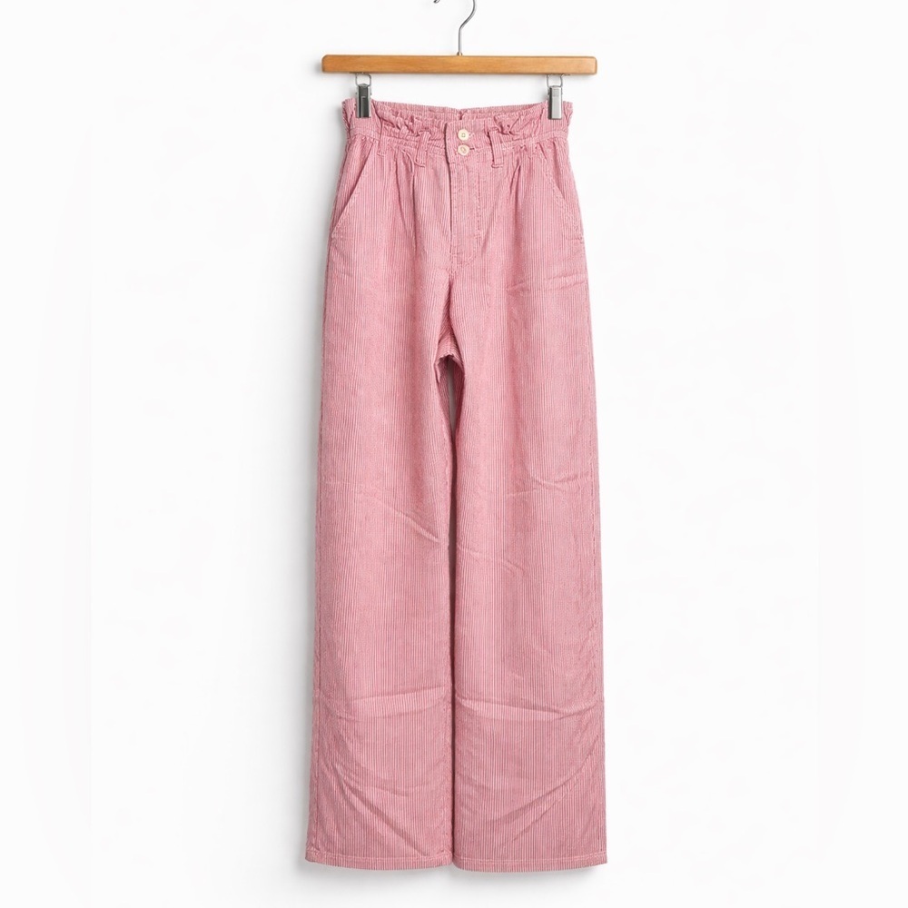Jensen Vintage 70s Red Stripe Paperbag Waist Wide Leg Pants Small/26